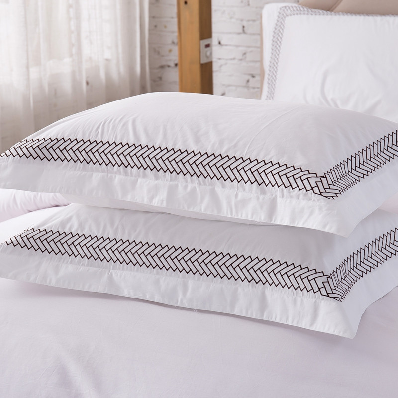 White 6080S 100% Cotton Arrow Plumarii Hotel Cubiculum Bedding Sheet Set White 6080S 100% Cotton Arrow Plumarii Hotel Cubiculum Bedding Sheet Set