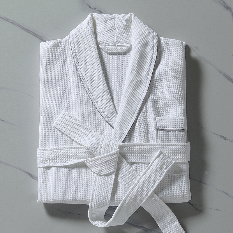 C% Cotton Small Waffle Shawl Collarem Cum Limbis Bathrobe